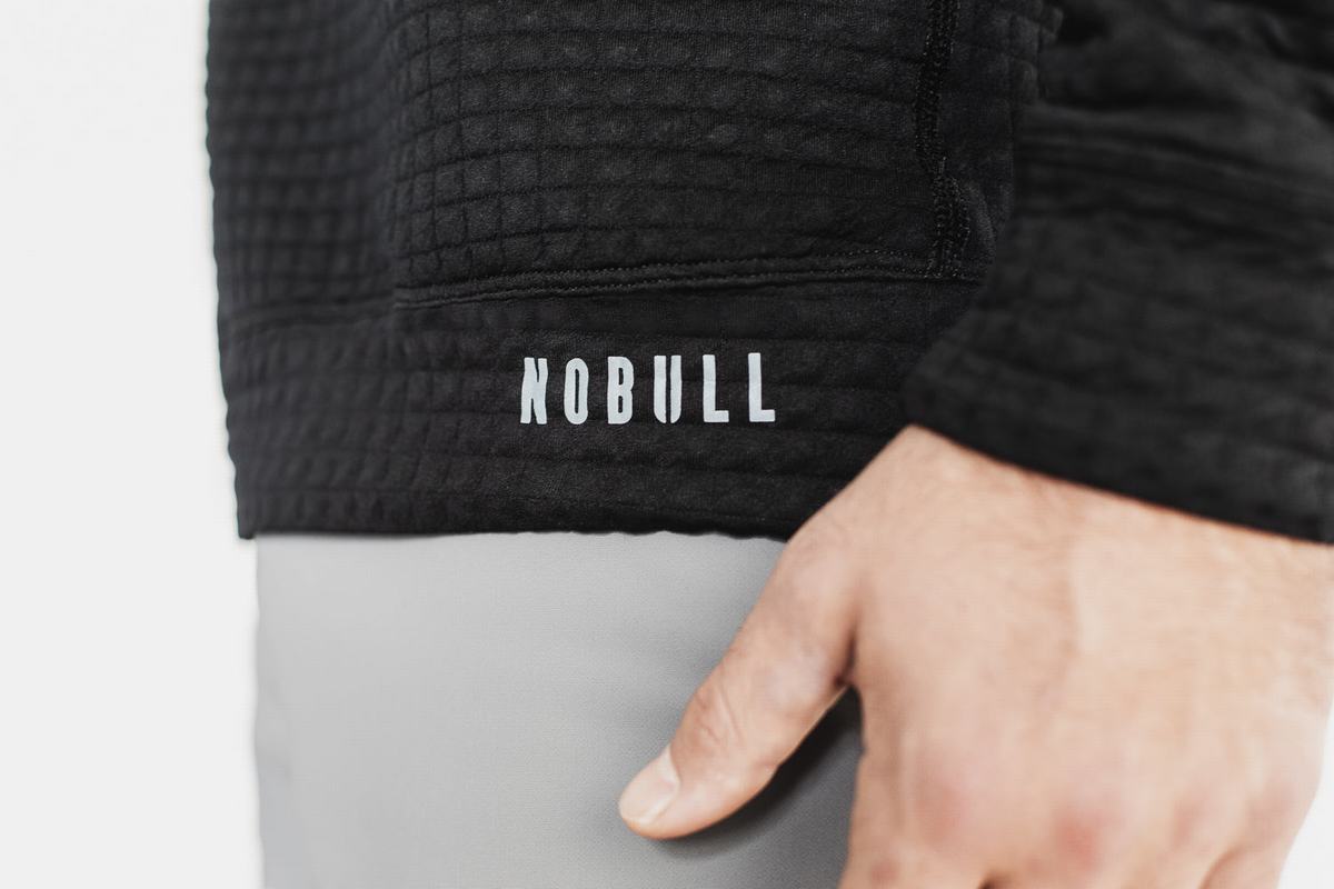 Nobull Quilted Crew Men's Pullover Black | Australia (PF7915)